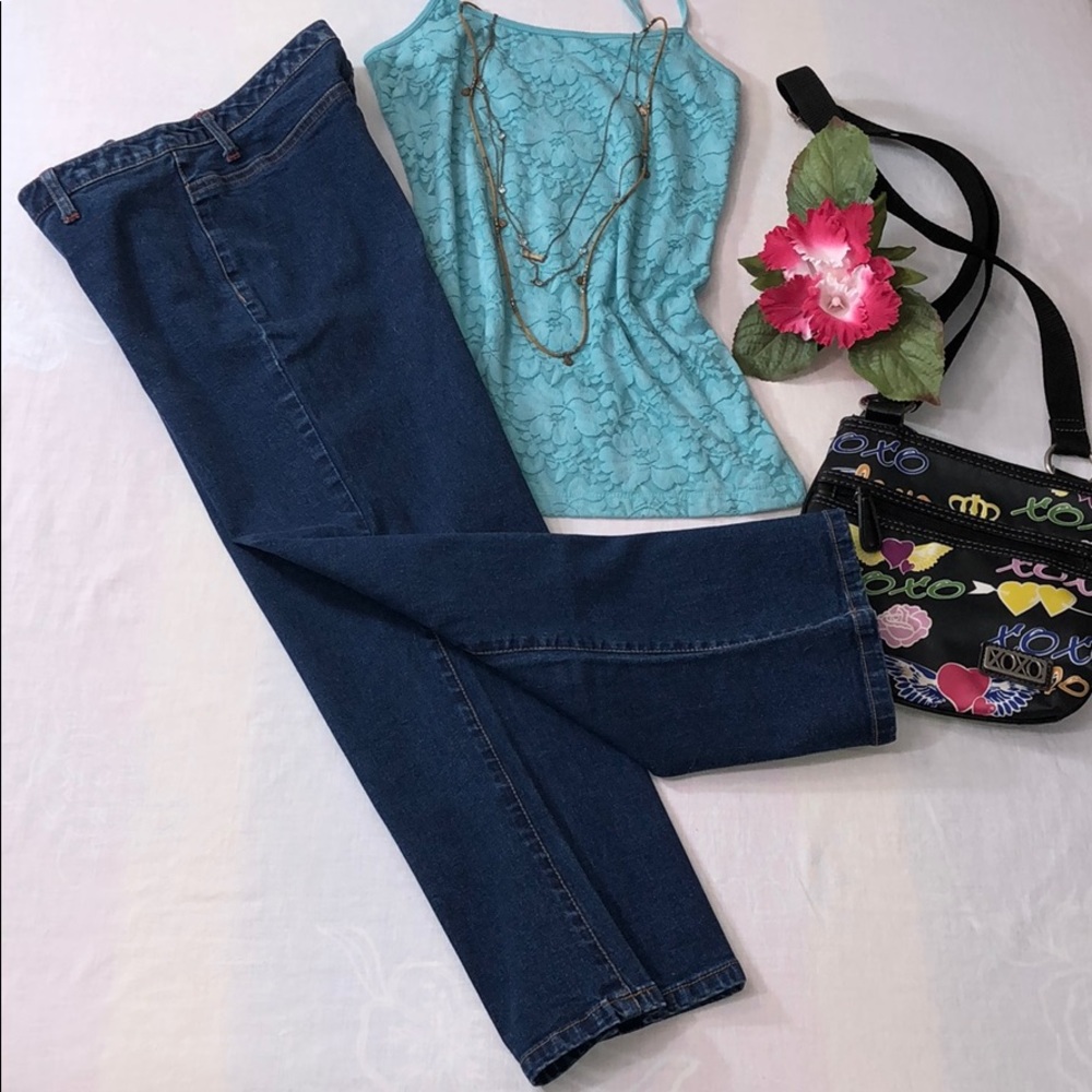 Blue Asphalt Stretchy Indigo Cropped Capri Jeans Jrs 5 - Picture 5 of 8